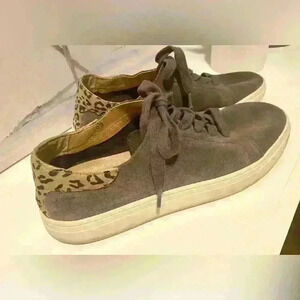 Lucky Brand Womens Loucia Fashion Sneakers Size 7.5 Gray w/ Cheetah Print